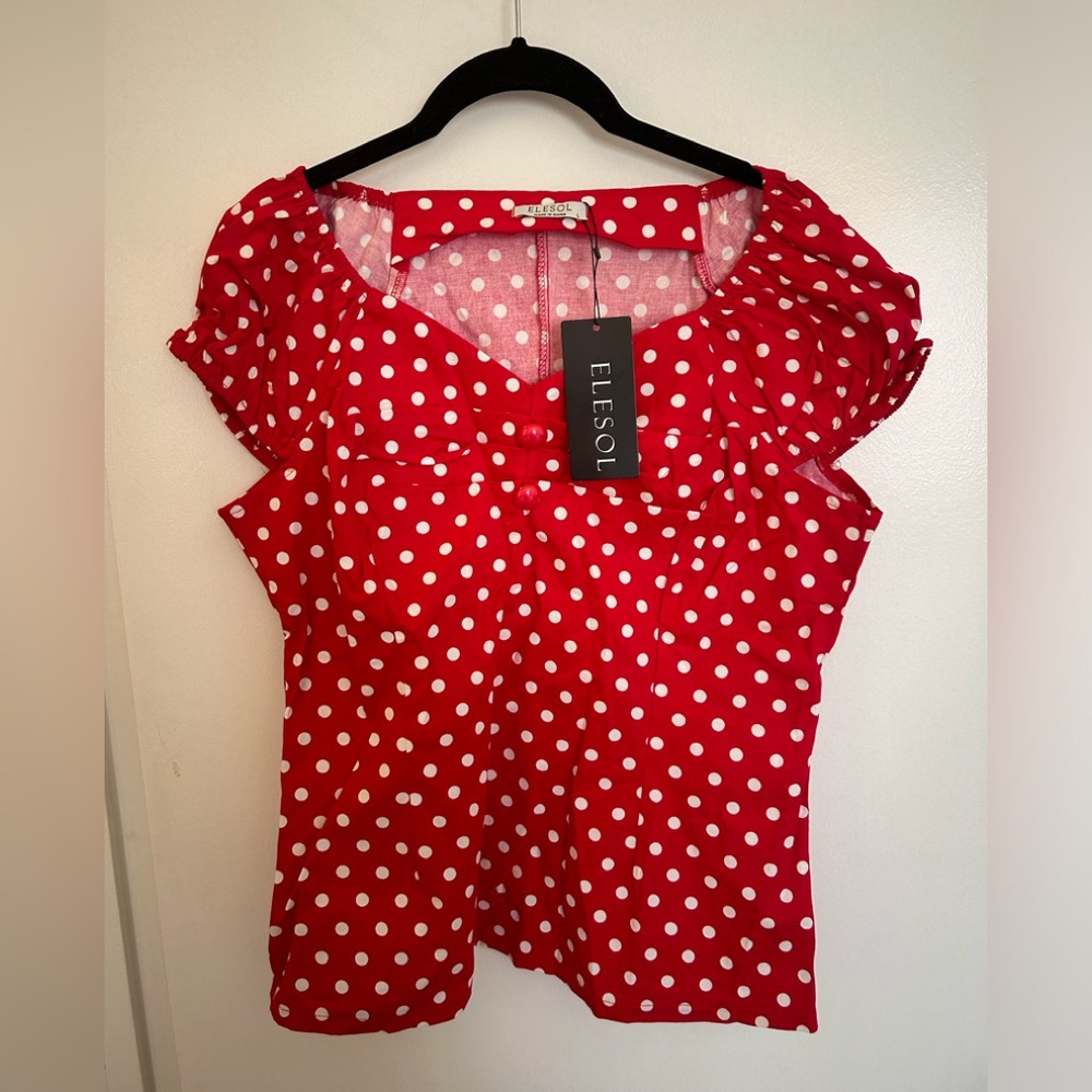 Red Polka Dot Women's Top